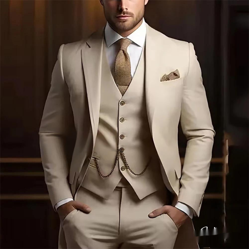 Men's High-grade Gentleman Slim Suit Three-piece Suit