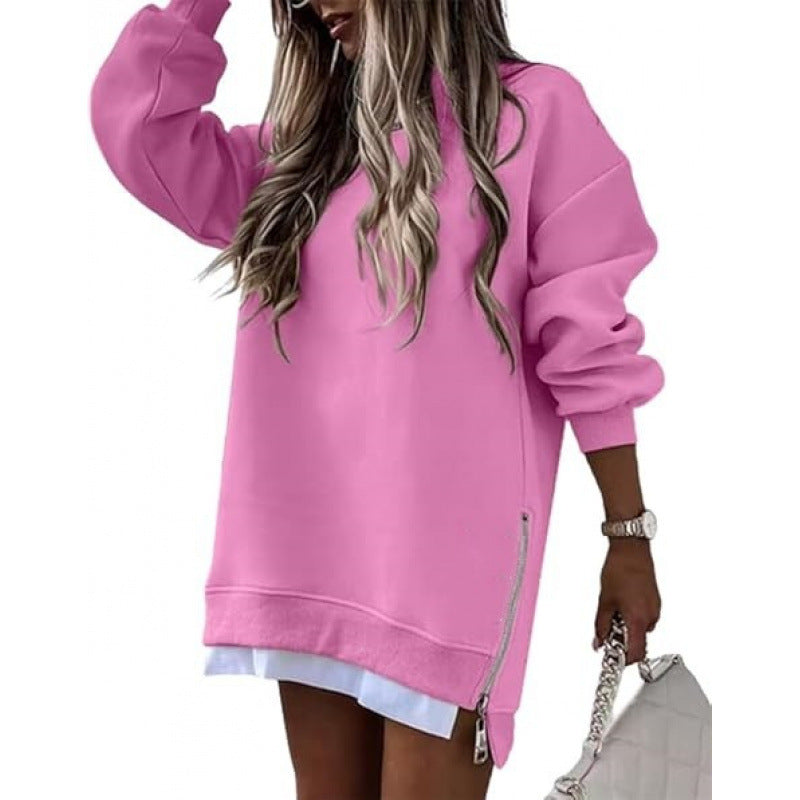 Fall Winter Fashion Stitching Side Zipper Design
