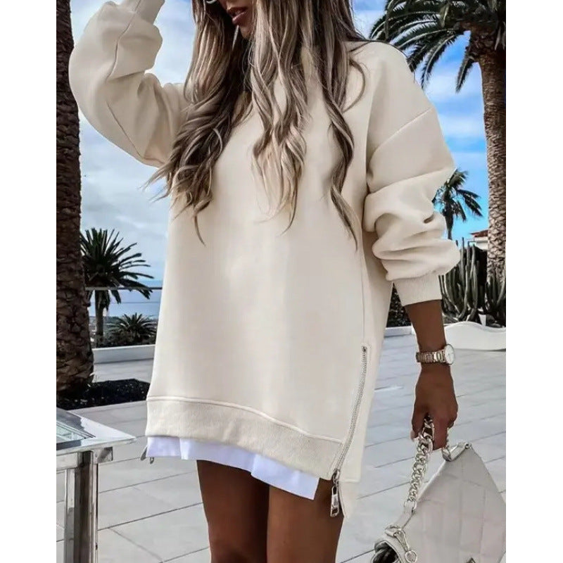 Fall Winter Fashion Stitching Side Zipper Design