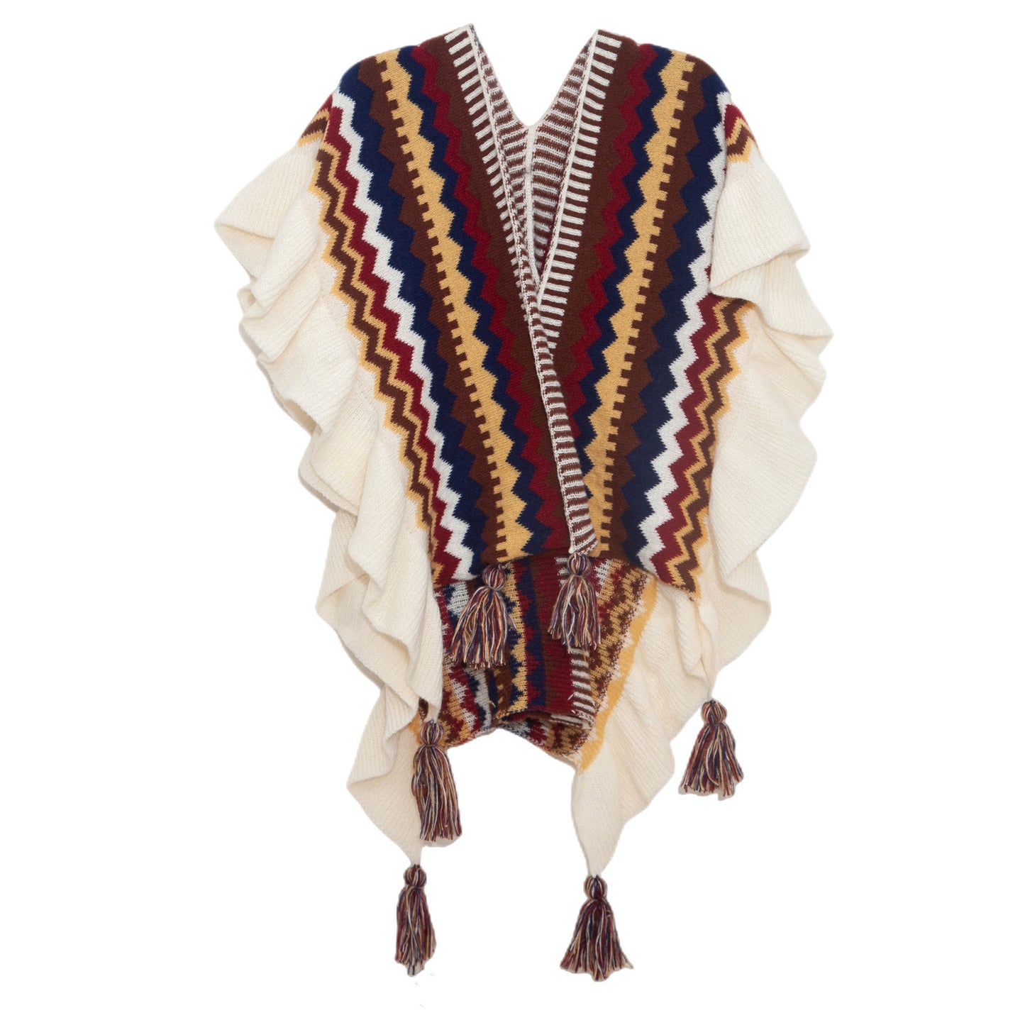 European And American Ladies Style Ruffled Knitted Shawl