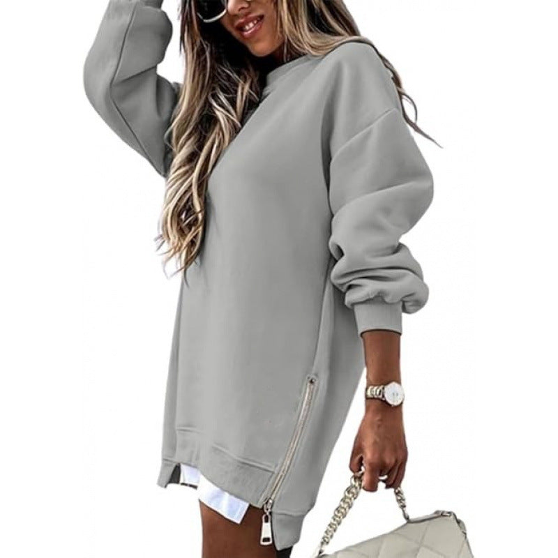 Fall Winter Fashion Stitching Side Zipper Design
