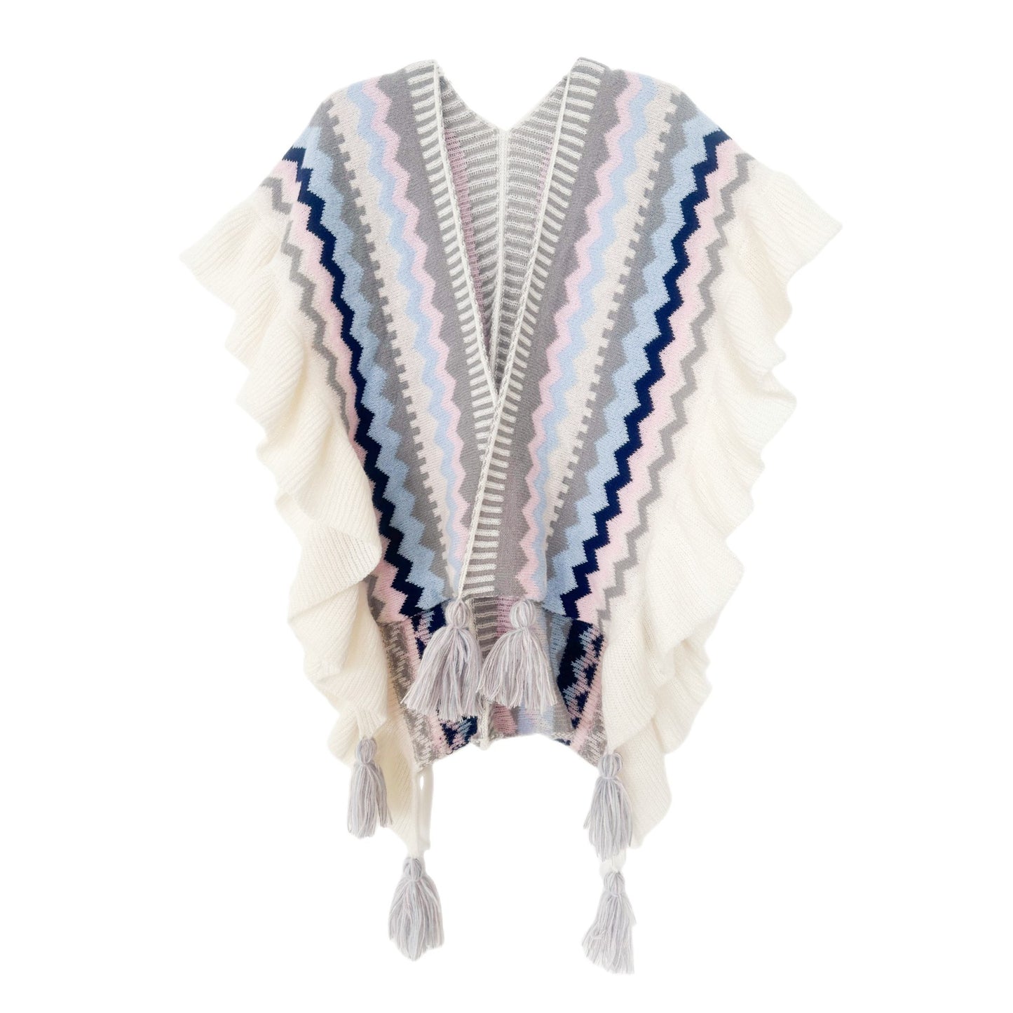 European And American Ladies Style Ruffled Knitted Shawl