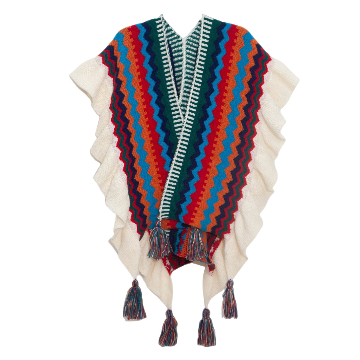 European And American Ladies Style Ruffled Knitted Shawl