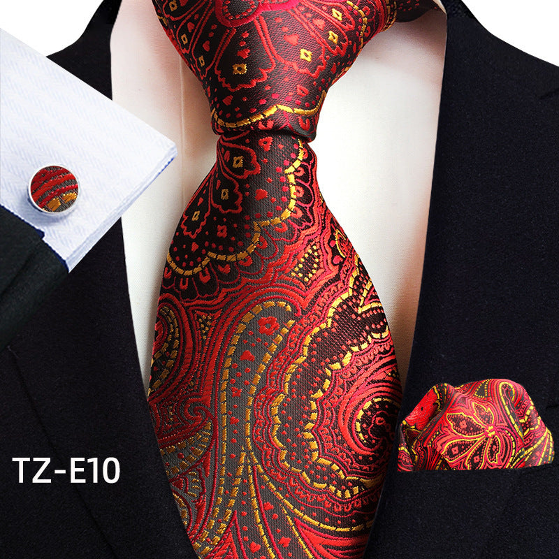 Paisley Tie Square Scarf Pocket Square Cufflinks Three-piece