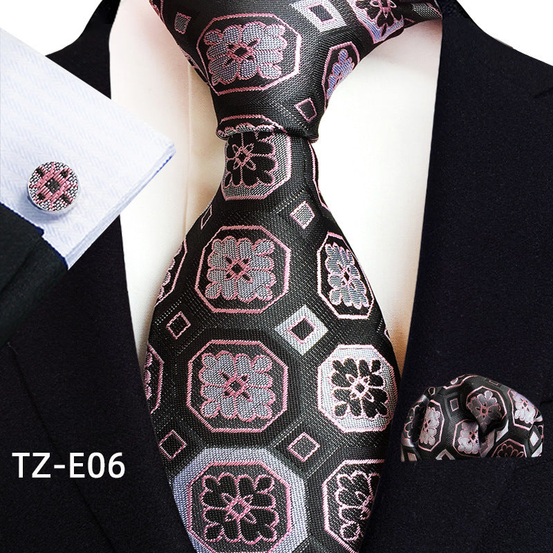 Paisley Tie Square Scarf Pocket Square Cufflinks Three-piece