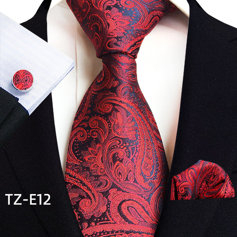 Paisley Tie Square Scarf Pocket Square Cufflinks Three-piece