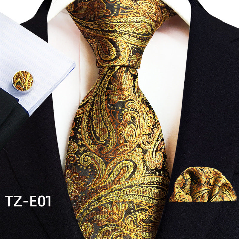 Paisley Tie Square Scarf Pocket Square Cufflinks Three-piece