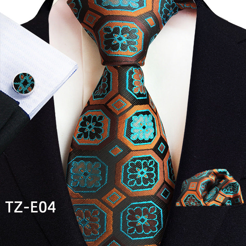 Paisley Tie Square Scarf Pocket Square Cufflinks Three-piece