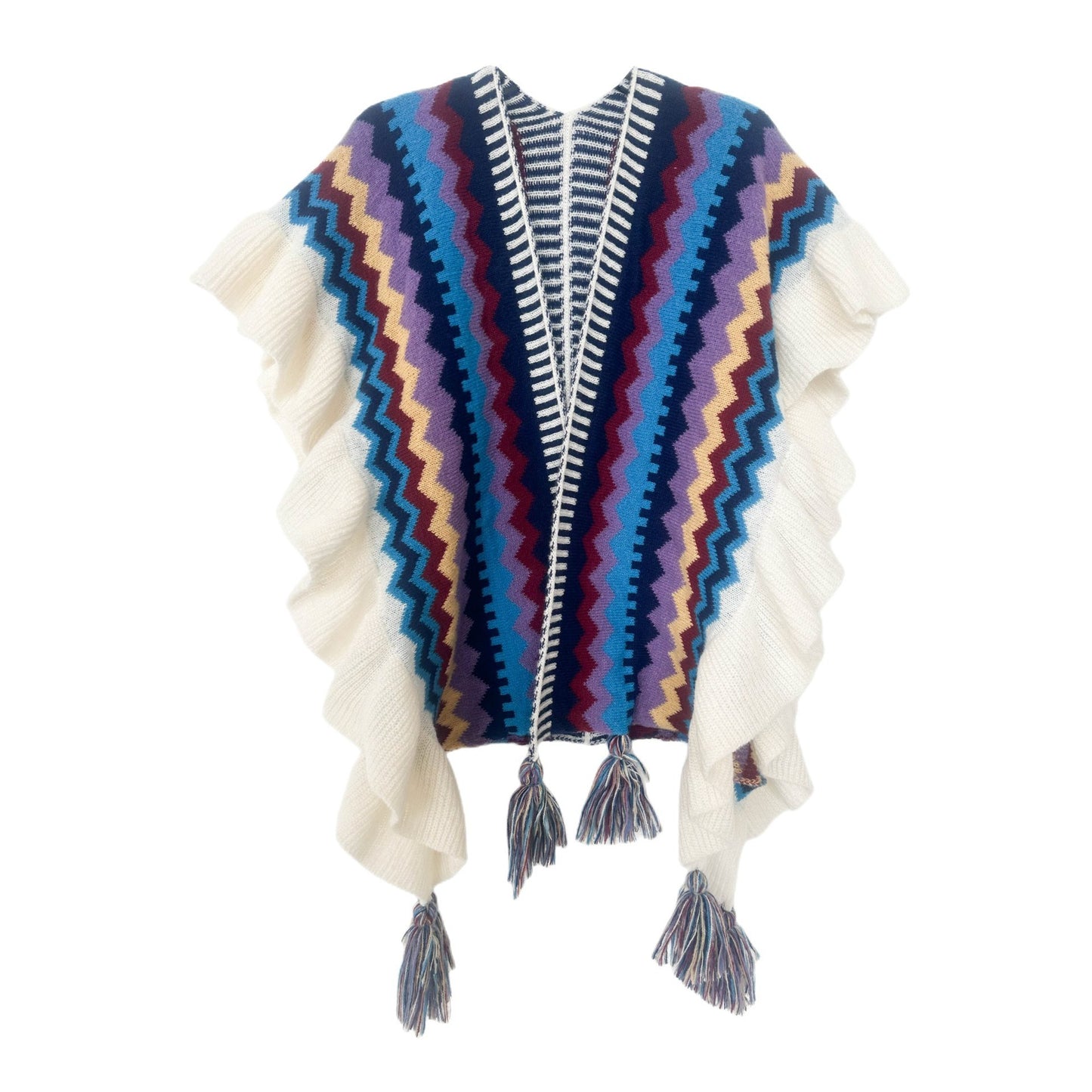 European And American Ladies Style Ruffled Knitted Shawl