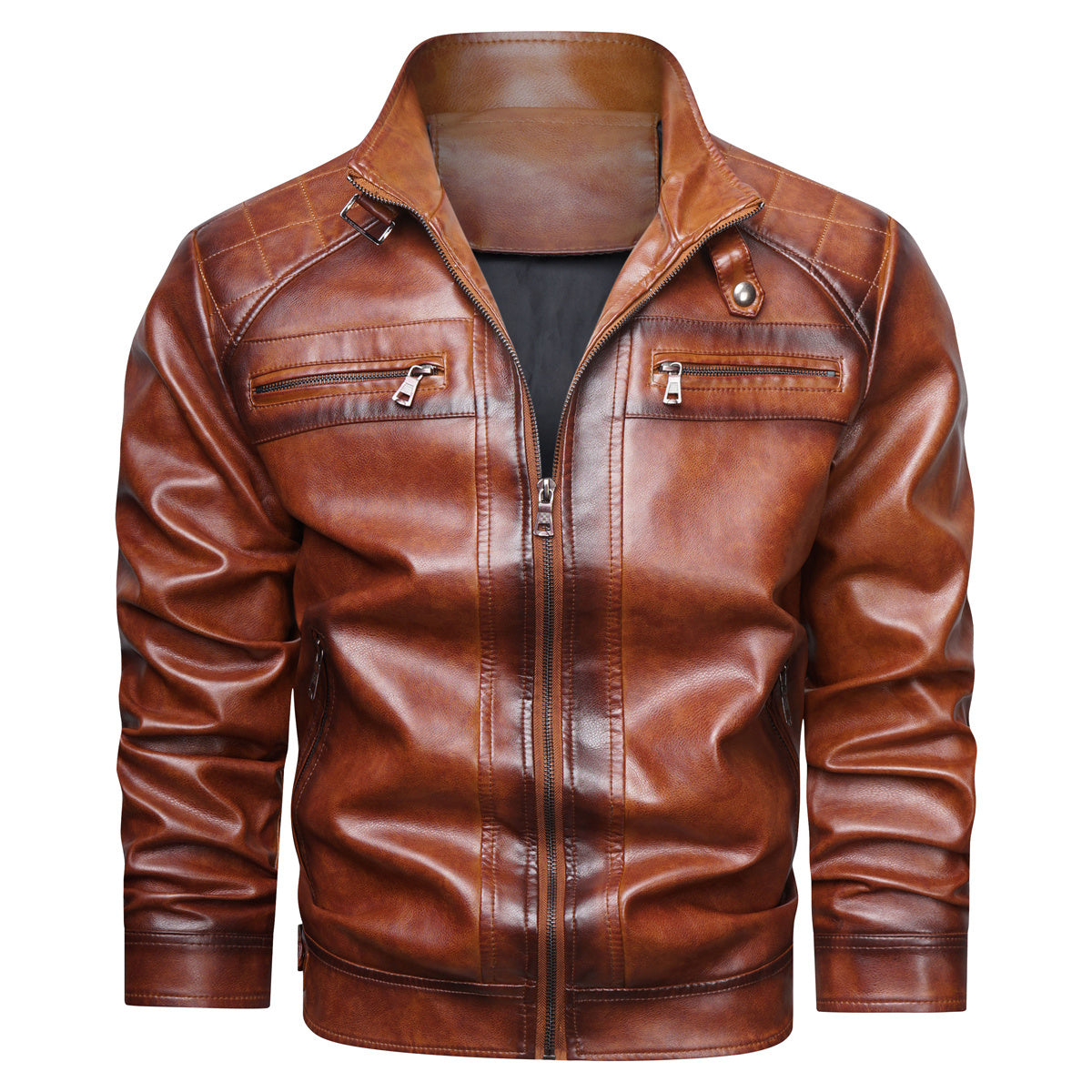 Men's Retro Faux Leather Cafe Racer Jacket Stylish & Trendy