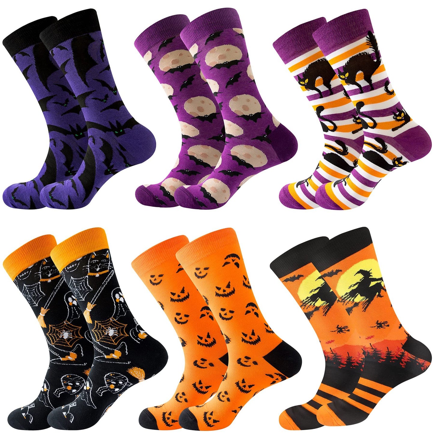 6 Pairs Halloween Christmas Socks For Men Women Girls