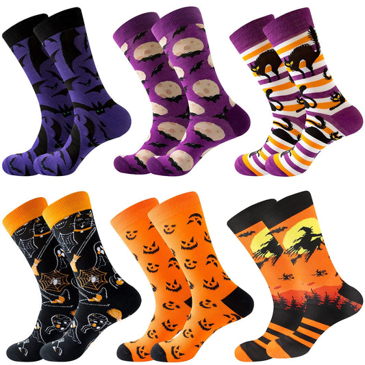 6 Pairs Halloween Christmas Socks For Men Women Girls
