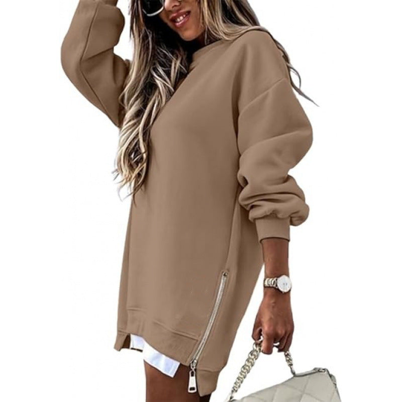 Fall Winter Fashion Stitching Side Zipper Design
