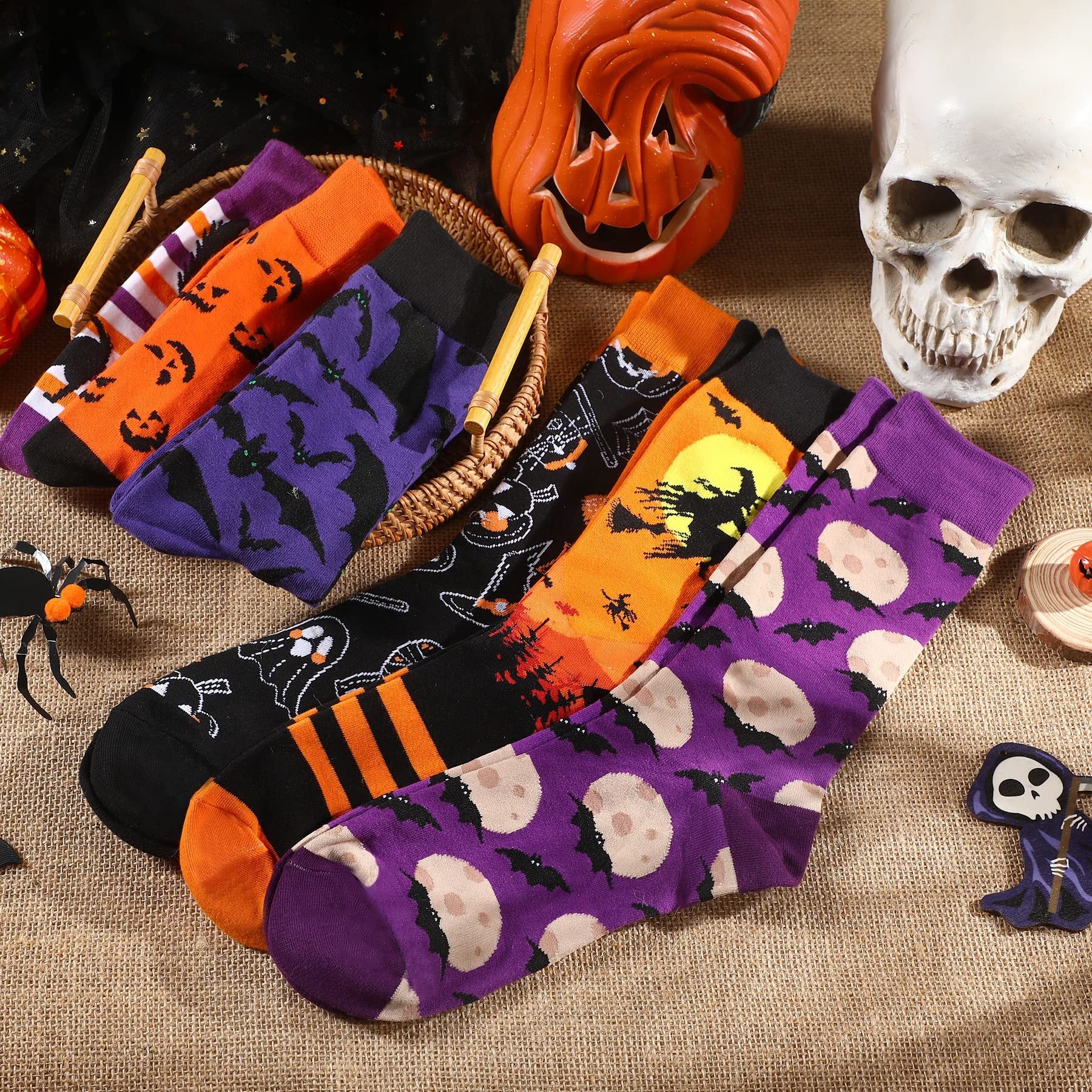 6 Pairs Halloween Christmas Socks For Men Women Girls