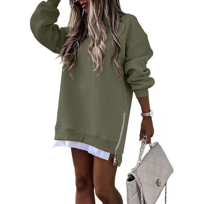 Fall Winter Fashion Stitching Side Zipper Design