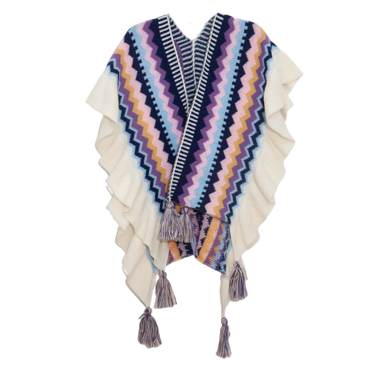 European And American Ladies Style Ruffled Knitted Shawl