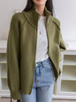 Solid Color Stand Collar Zipper Knitted Cardigan Top