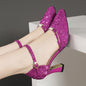 Women's High Heels With Medium Block Heels  Genuine Leather
