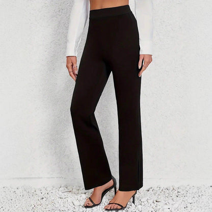 Casual Solid Color Straight High Waist Trousers