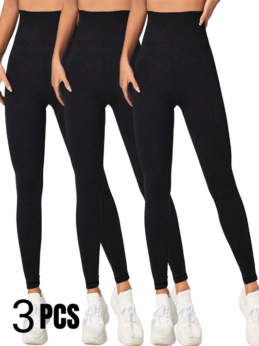 3 Pack Women's Thermal High-Waisted Yoga Pants