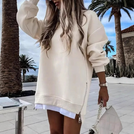 Fall Winter Fashion Stitching Side Zipper Design