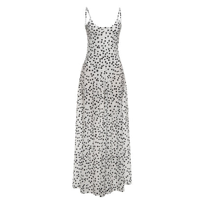 Street Shot Polka Dot Print Sleeveless Sling High Waist 