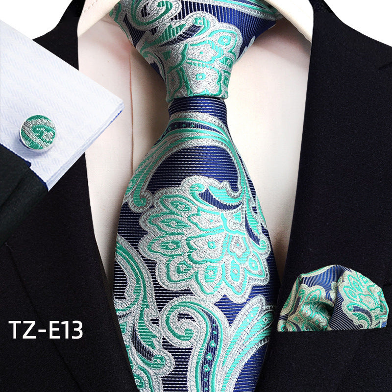 Paisley Tie Square Scarf Pocket Square Cufflinks Three-piece
