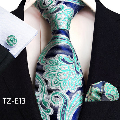 Paisley Tie Square Scarf Pocket Square Cufflinks Three-piece