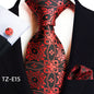 Paisley Tie Square Scarf Pocket Square Cufflinks Three-piece