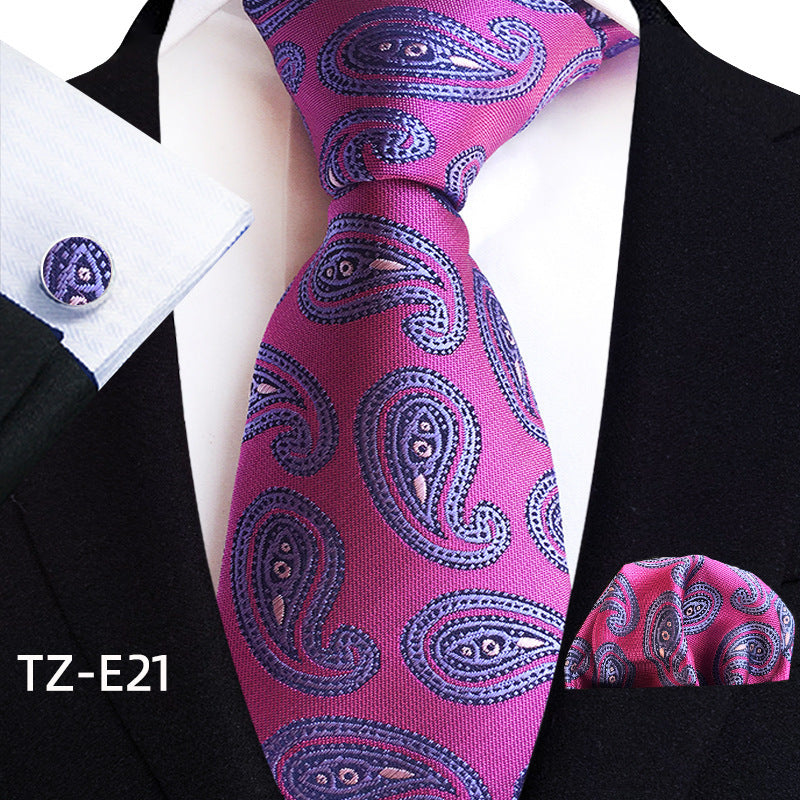 Paisley Tie Square Scarf Pocket Square Cufflinks Three-piece