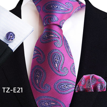 Paisley Tie Square Scarf Pocket Square Cufflinks Three-piece