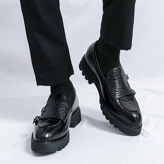 Slip-on Platform Height Increasing Men's Leather Loafers