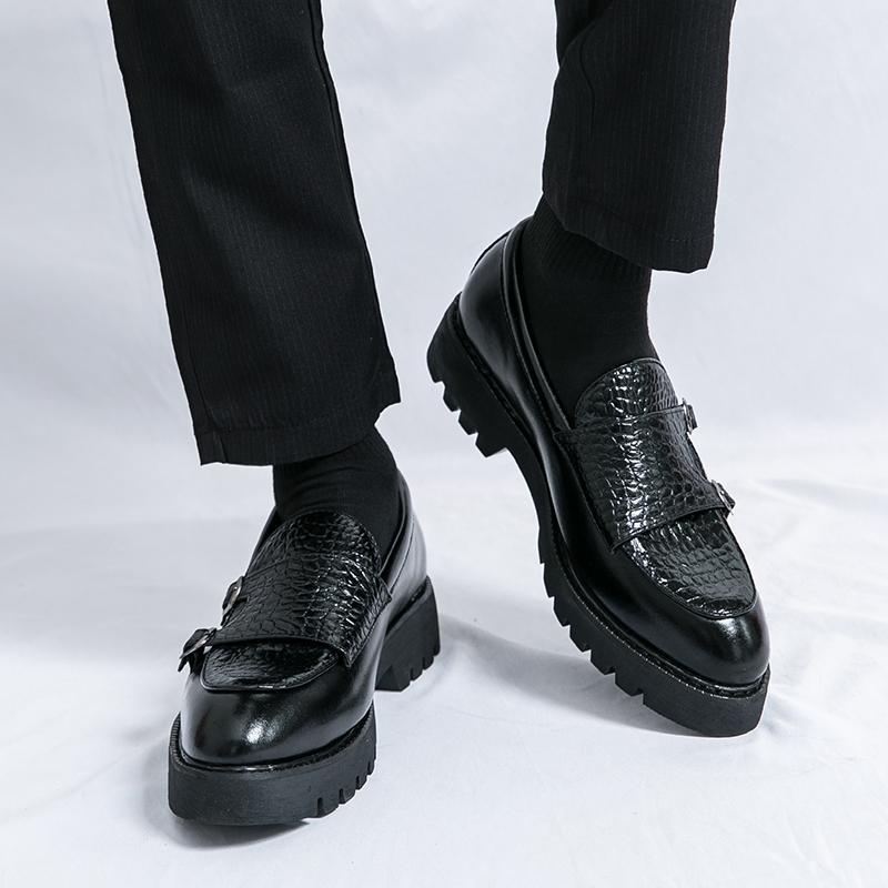 Slip-on Platform Height Increasing Men's Leather Loafers