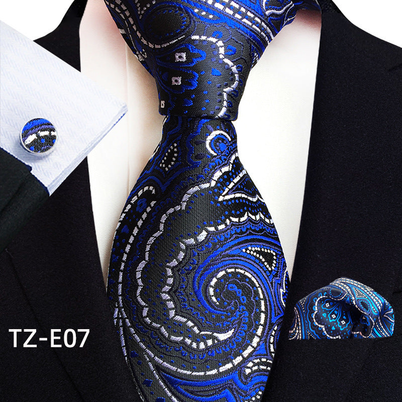 Paisley Tie Square Scarf Pocket Square Cufflinks Three-piece