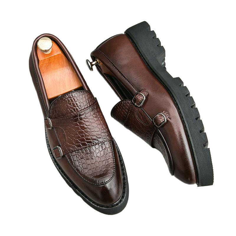 Slip-on Platform Height Increasing Men's Leather Loafers