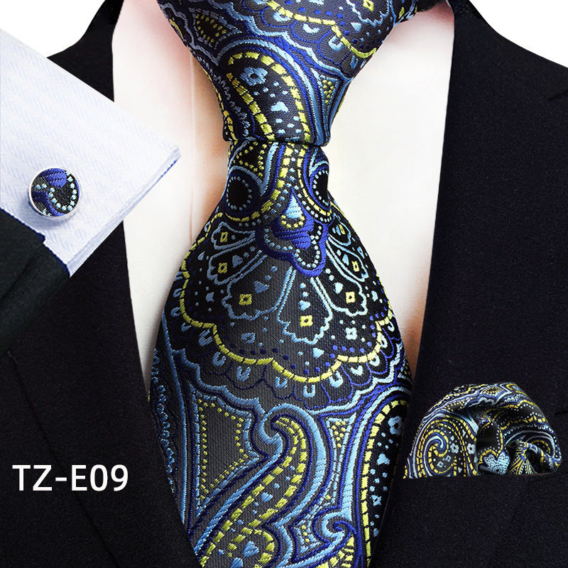 Paisley Tie Square Scarf Pocket Square Cufflinks Three-piece