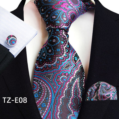Paisley Tie Square Scarf Pocket Square Cufflinks Three-piece