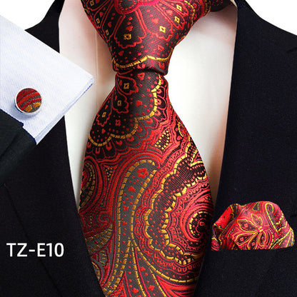 Paisley Tie Square Scarf Pocket Square Cufflinks Three-piece