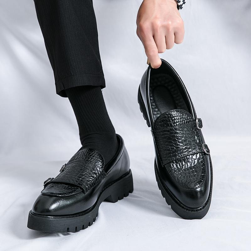 Slip-on Platform Height Increasing Men's Leather Loafers