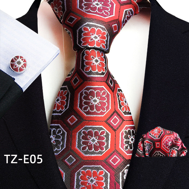 Paisley Tie Square Scarf Pocket Square Cufflinks Three-piece