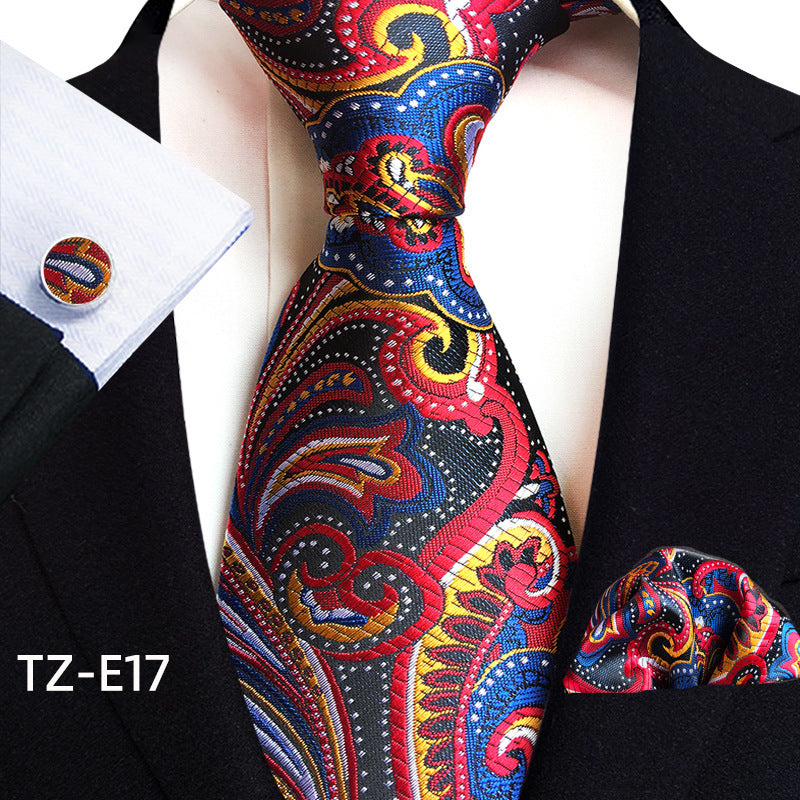 Paisley Tie Square Scarf Pocket Square Cufflinks Three-piece