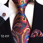 Paisley Tie Square Scarf Pocket Square Cufflinks Three-piece