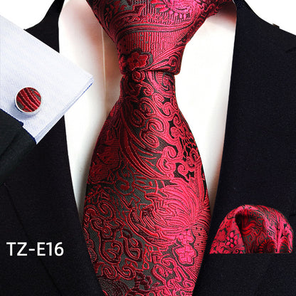 Paisley Tie Square Scarf Pocket Square Cufflinks Three-piece
