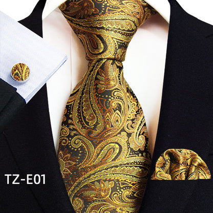 Paisley Tie Square Scarf Pocket Square Cufflinks Three-piece