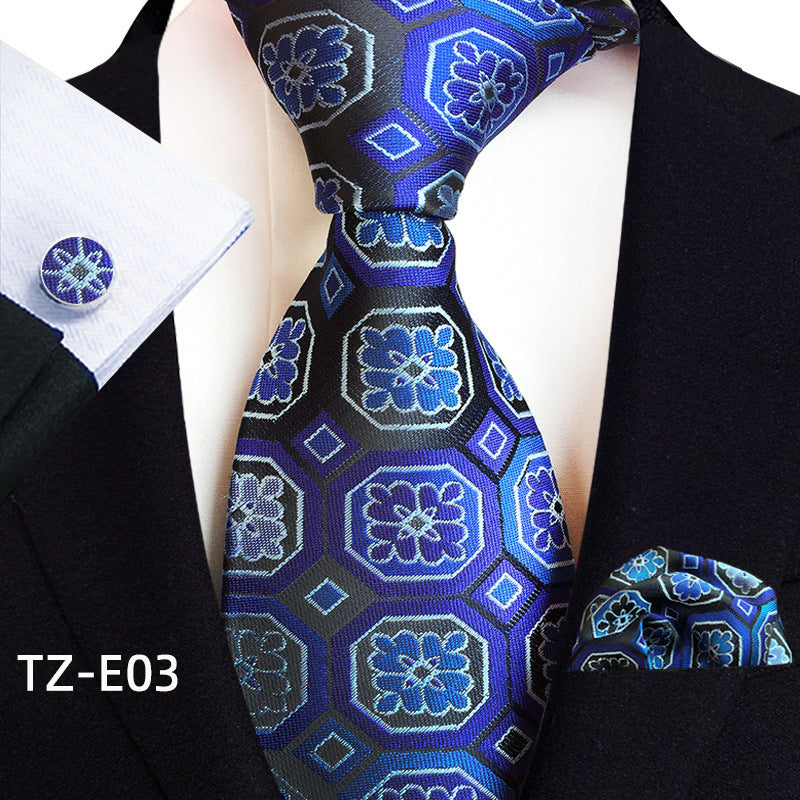Paisley Tie Square Scarf Pocket Square Cufflinks Three-piece