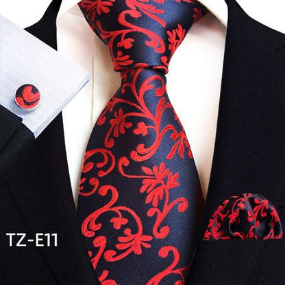 Paisley Tie Square Scarf Pocket Square Cufflinks Three-piece