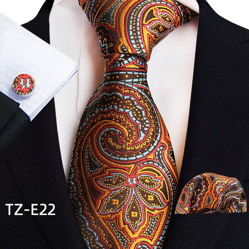 Paisley Tie Square Scarf Pocket Square Cufflinks Three-piece