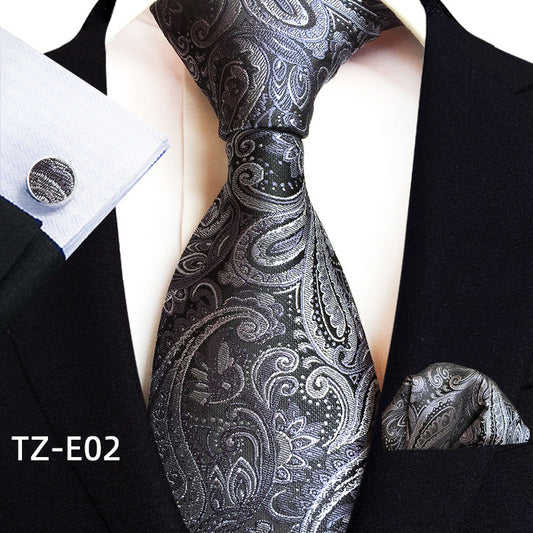 Paisley Tie Square Scarf Pocket Square Cufflinks Three-piece