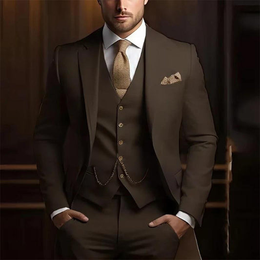 Men's High-grade Gentleman Slim Suit Three-piece Suit