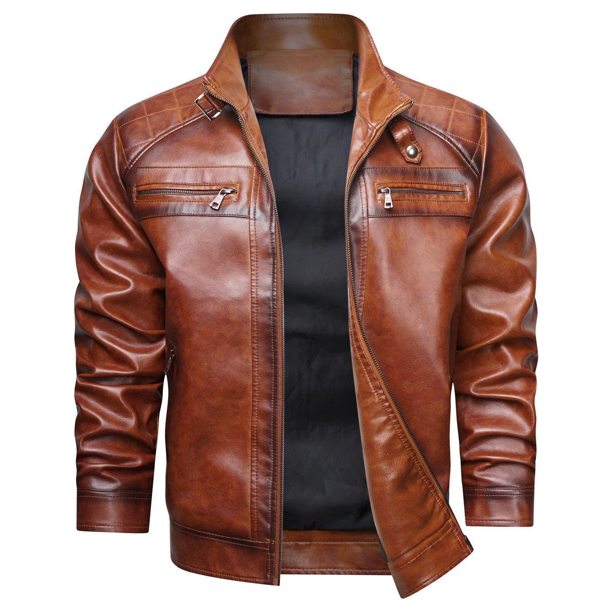 Men's Retro Faux Leather Cafe Racer Jacket Stylish & Trendy